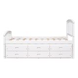 Twin Size Platform Storage Bed Solid Wood Bed with 6 Drawers