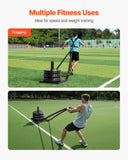 VEVOR Weight Sled, Steel Power Sled, Fitness Strength Training Sleds for Athletic Exercise Speed Improvement, Workout Fitness Equipment with Harness, Compatible with 1/2 in Weight Plates, Black
