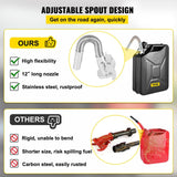 VEVOR Jerry Fuel Can, 5.3 Gallon / 20 L Portable Jerry Gas Can with Flexible Spout System, Rustproof & Heat-resistant Steel Fuel Tank for Cars Trucks Equipment, Black