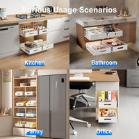 2 Pack Pull Out Cabinet Organizer, Slide Out Cabinet Drawers Peel and Stick Pull Out Drawers Heavy Duty Pull Out Shelf for Kitchen, Cupboard, Pantry, Bathroom