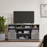 TV Stand Sliding Barn Door Modern&Farmhouse Wood Entertainment Center, Storage Cabinet Table Living Room with Adjustable Shelves for TVs Up to 65",Grey