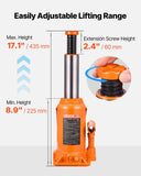VEVOR Hydraulic Bottle Jack, 20 Ton (44092 lbs) Capacity, 8.9-17.1 Inch Lifting Range, Heavy Duty Welded Bottle Jack for Car, SUV, Pickup, Auto Repair, House Lift and Agricultural Equipment, Orange