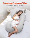 VEVOR Pregnancy Pillow, C-Shaped Full Body Maternity Pillow for Sleeping, Ultra-Soft and Breathable Pregnant Support Pillows with Removable & Washable Cover, Perfect for Back, Belly, Hip, Legs Relief