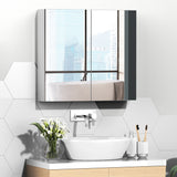 Mirrored Medicine Cabinet 24x22 Steel Frame Wall-Mounted Double Doors White