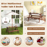 Outdoor Family Picnic Table for Kids with Removable Umbrella - Durable and Stylish Seating