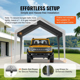 VEVOR Carport Replacement Canopy Cover 10 x 20 ft, Garage Top Tent Shelter Tarp Heavy-Duty Waterproof & UV Protected, Easy Installation with Ball Bungees,Grey (Only Top Cover, Frame Not Include)