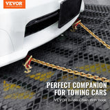 VEVOR G80 V Bridle Chain, 5/16" x 3' Towing Chain Bridle with R Hooks, T Hooks, J Hooks and Grab Hooks, Transport Tow Chain Bridle with 10800 lbs Safe Working Load for Flatbed Truck Wrecker Recovery
