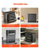 VEVOR Metal Tool Box, 8.6-inch, Portable Metal Tool Box with 5 Drawers, Small Tool Chest with EVA Liners and PP Feet Pads, Heavy-Duty Steel With Ball Bearing Opening and Powder Coated Finish, Black