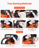 VEVOR Gas Chainsaw, 25.4CC 12" 1.2HP, Gasoline Powered Chain Saw, Handheld Cordless Petrol Chainsaws for Tree Wood Branch Cutting, Tree Trimming, Land Clearing, Farm Garden Ranch Forest Cutting Use