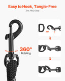 VEVOR Rope Dog Leash, 6ft Heavy Duty Dog Leash with Comfortable Padded Handle, Strong Nylon Thick Leash with Reflective Threads, Dog walking and Training Leash, for Medium Large Dogs (1/2 in, Black)