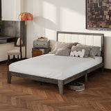 Full Bed Frame with Headboard Full Size Platform Bed Frame with Wooden Slats No Box Spring Needed Easy Assembly Walnut