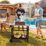 Stainless Steel BBQ Grill Cart with Wheels Portable Outdoor Grilling Tabletop Prep Station for Patio Garden Backyard Cooking and Serving