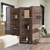 Functional 67" Tall Wood Room Divider & Storage Solution - 5 Panel Privacy Screen with Shelving - Perfect for Bedrooms