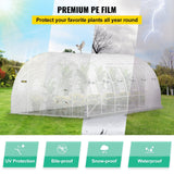 VEVOR 20 x 10 x 7 ft Walk-in Tunnel Greenhouse, Portable Plant Hot House with Galvanized Steel Hoops, 3 Top Beams, Diagonal Poles, 2 Zippered Doors & 12 Roll-up Windows, White
