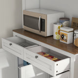 71 Kitchen Pantry Cabinet Microwave Stand 2 Drawers 4 Cabinets White