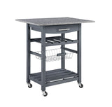 Mobile Rolling Kitchen Island Trolley Serving Cart with Underneath Drawer & Slide-Out Wire Storage Basket
