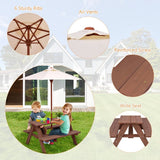 Outdoor Family Picnic Table for Kids with Removable Umbrella - Durable and Stylish Seating