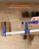 VEVOR Bar Clamps for Woodworking, 2-Pack 36 inch Opening, Lockable F-Clamp with 600 lbs Load Limit, 2-1/2 inch Depth, Cast Iron and Carbon Steel, Easy to Use, Wood Clamps for Woodworking Metal Working