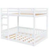 Full over Full Wood Bunk Bed with Ladder and Guardrails, White (Expected Arrival Time: 7.3)