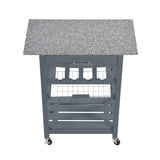 Mobile Rolling Kitchen Island Trolley Serving Cart with Underneath Drawer & Slide-Out Wire Storage Basket