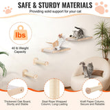 VEVOR Wall Mounted Cat Shelves, Cat Wall Shelves and Perches with Jumping Posts & Hammocks, Cat Furniture Set up to 40 lbs, Removable & Washable Coral Fleece for Sleeping, Playing, Climbing, Set of 4