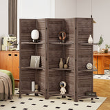 Functional 67" Tall Wood Room Divider & Storage Solution - 5 Panel Privacy Screen with Shelving - Perfect for Bedrooms