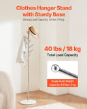 VEVOR Coat Rack, Freestanding Coats Rack Stand with Stable Marble Base & 8 Hooks, Free Standing Hall Coat Tree for Entryway, Bedroom, Office, Living Room, Modern Clothes Hanger for Coats, Hats, Bags