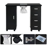 MDF Single Door 4 Drawers With Fan Black Nail Table
