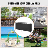 VEVOR Extra Long Folding Portable Bar Table - Tradeshow Podium Table for Indoor, Outdoor, Party, Picnic, Exhibition, Includes Carrying Case, Storage Shelf and Black Skirt, 77.95" x 15.16" x 34.65"