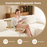 114" Modern L-Shaped Modular Sectional Sofa for Living Room,Flannelette Fabric,Oversized 3-Seater Couch,Deep Seat,Boneless sofa ,Movable Ottoman,Buckle connection,Anti-slip Design,No Assembly,Cream