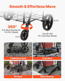 VEVOR Folding Shopping Cart, Jumbo Grocery Cart with Double Baskets, 360° Swivel Wheels, Heavy Duty Utility Cart, 110 LBS Large Capacity Utility Cart for Laundry, Shopping, Grocery, Luggage