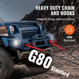 VEVOR G80 V Bridle Chain, 3/8" x 3' Towing Chain Bridle with 15" J Hooks and Grab Hooks, Heavy Duty Transport Tow Chain Bridle with 7800 lbs Safe Working Load for Flatbed Trailer Wrecker Recovery