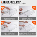 VEVOR 12.5"Wx16.5"Dx3.5"H Pull Out Cabinet Organizer, Heavy Duty Slide Out Pantry Shelves, Steel Roll Out Drawers, Sliding Drawer Storage for Home Under Sink, 14"Wx17.5"Dx7"H Install Size for Cabinet