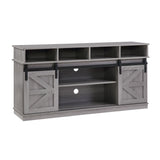 TV Stand Sliding Barn Door Modern&Farmhouse Wood Entertainment Center, Storage Cabinet Table Living Room with Adjustable Shelves for TVs Up to 65",Grey