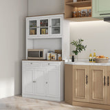 71 Kitchen Pantry Cabinet Microwave Stand 2 Drawers 4 Cabinets White