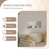 Brushed Stainless Steel Wall Shower  Niche , Double Recessed Shower Shelf for Bathroom