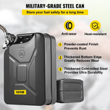 VEVOR Jerry Fuel Can, 5.3 Gallon / 20 L Portable Jerry Gas Can with Flexible Spout System, Rustproof & Heat-resistant Steel Fuel Tank for Cars Trucks Equipment, Black