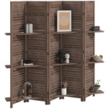 Functional 67" Tall Wood Room Divider & Storage Solution - 5 Panel Privacy Screen with Shelving - Perfect for Bedrooms