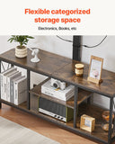 VEVOR 45" TV Stand with Mount for up to 75 in TVs, Entertainment Center with Power Outlet & LED Lights, Height Adjustable TV Console with Mount with 3 Tiers Storage Cabinets for Bedroom, Living Room
