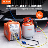 VEVOR Refrigerant Recovery Tank, 50 LBS Capacity, 400 psi Portable Cylinder Tank with Y-Valve for Liquid/Vapor, High-sealing Recovery Can for R22/R134A/R410A, Orange+Gray