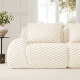 114" Modern L-Shaped Modular Sectional Sofa for Living Room,Flannelette Fabric,Oversized 3-Seater Couch,Deep Seat,Boneless sofa ,Movable Ottoman,Buckle connection,Anti-slip Design,No Assembly,Cream