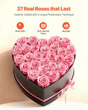 VEVOR Forever Flowers, 27 Preserved Roses in a Heart Shape Box, Eternal Flowers Immortal Bouquet Birthday Present for Women Her Wife Mothers, Anniversary, Valentine's Day,Christmas, Pink