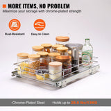 VEVOR 12.5"Wx16.5"Dx3.5"H Pull Out Cabinet Organizer, Heavy Duty Slide Out Pantry Shelves, Steel Roll Out Drawers, Sliding Drawer Storage for Home Under Sink, 14"Wx17.5"Dx7"H Install Size for Cabinet