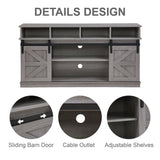 TV Stand Sliding Barn Door Modern&Farmhouse Wood Entertainment Center, Storage Cabinet Table Living Room with Adjustable Shelves for TVs Up to 65",Grey