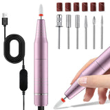30000RPM USB Nail Drill Machine for Acrylic Nail Gel Polish Milling Smoothing Calluses Manicure Machine Nail Art Salon Equipment (Pink)