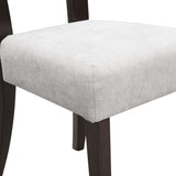 Dining Chairs Set of 2, Upholstered Kitchen Side Chairs with Gray Fabric Seating Dark Brown Solid Rubber Wood Legs, 330 LBS Weight Capacity