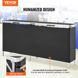 VEVOR Extra Long Folding Portable Bar Table - Tradeshow Podium Table for Indoor, Outdoor, Party, Picnic, Exhibition, Includes Carrying Case, Storage Shelf and Black Skirt, 77.95" x 15.16" x 34.65"