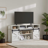 TV Stand Sliding Barn Door Modern&Farmhouse Wood Entertainment Center, Storage Cabinet Table Living Room with Adjustable Shelves for TVs Up to 65",White