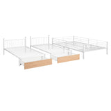 Full Over Twin & Twin Bunk Bed, Metal Triple Bunk Bed with Drawers and Guardrails