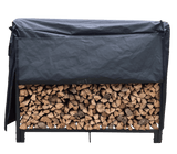 Artibear Firewood Rack Stand 4ft Heavy Duty Logs Holder for Outdoor Indoor Fireplace Metal Wood Pile Storage Stacker Organizer, Matte Black